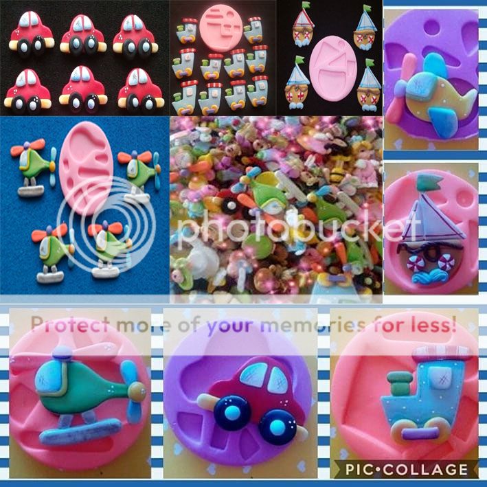 Set Molde Silicona transportes para pasta fondant y foami