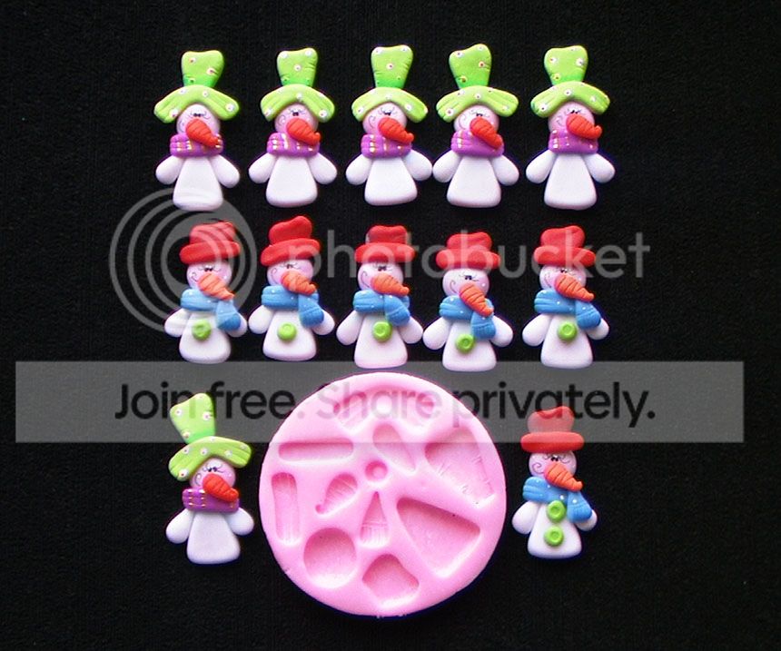 Molde silicona muñecos de nieve para artesanías fimo y pasta fría